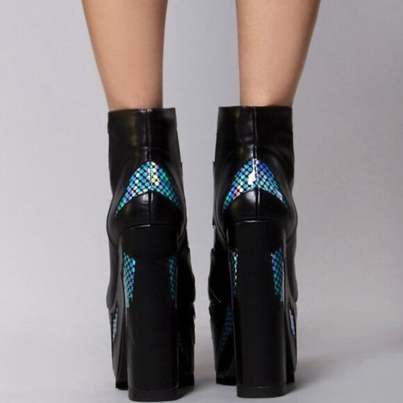 🖤 YRU Blue Lightning Platform Boots Size 6 - Picture 3 of 12